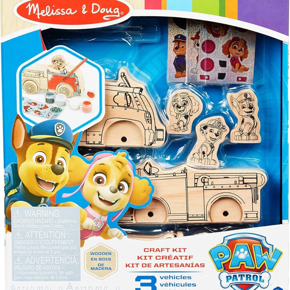 Melissa & Doug Paw Patrol Wooden Vehicles Craft Kit 3 Decorate Your Own Vehicles